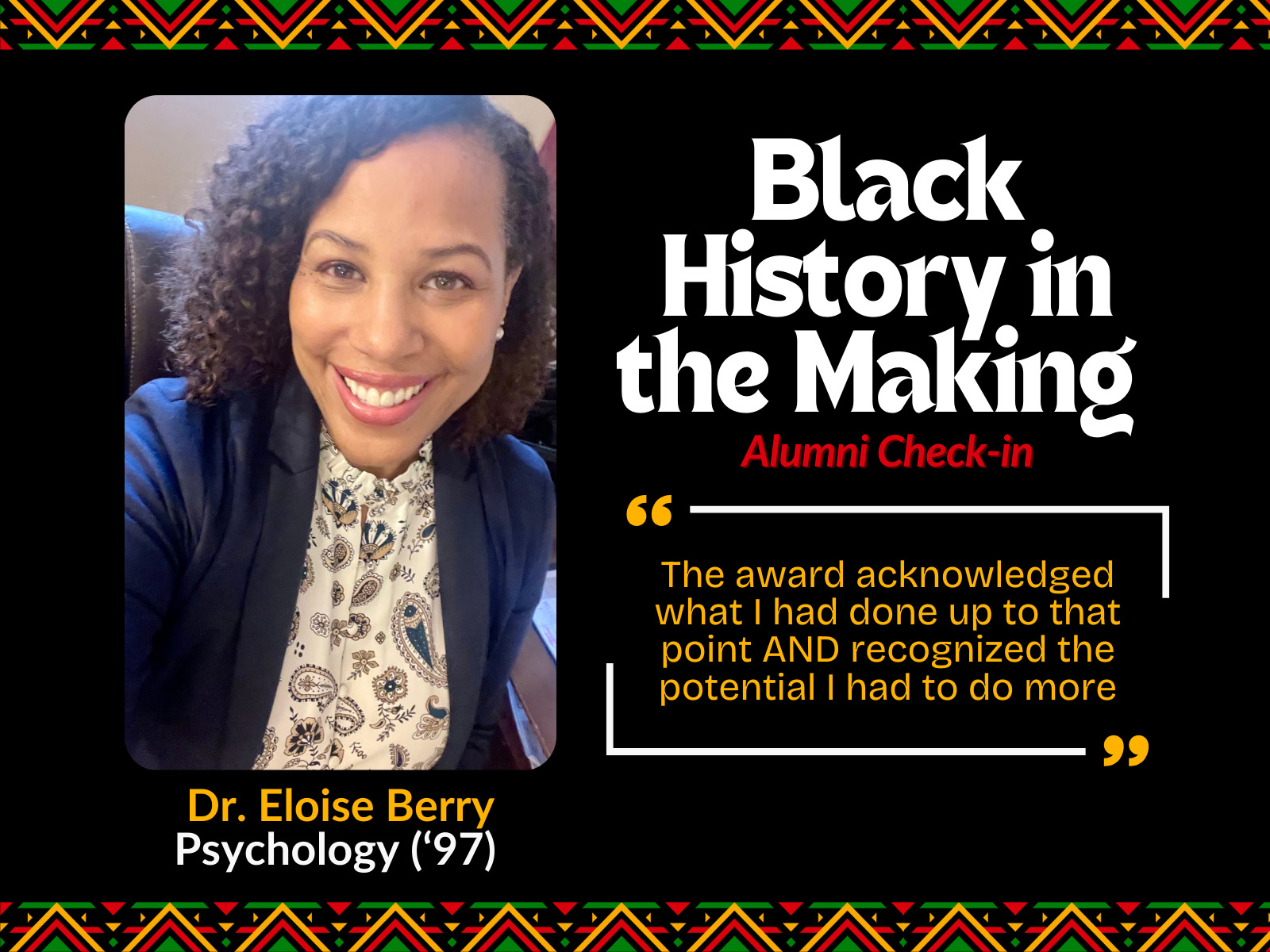 Black History in the Making alumni Dr. Eloise Berry